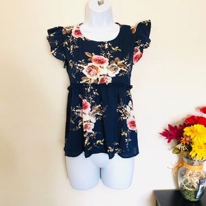 Navy floral blouse